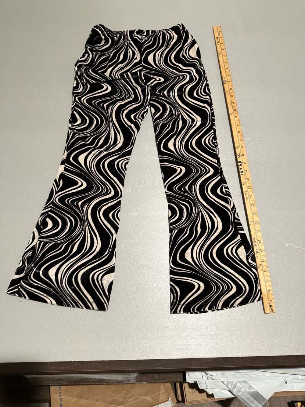 Wonder Nation Flare Pants Size XL 14-16 Black White Swirl Print